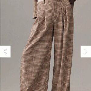 Maeve Anthropologie The Avery Pleated Wide-Leg Trousers - White/Pink/Black color